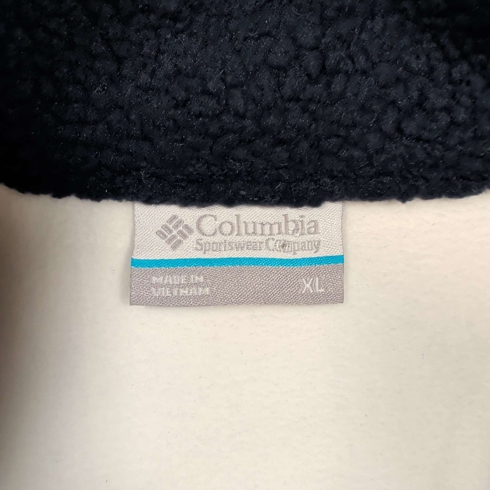 Columbia Sherpa Fleece Pullover Womens XL Navy Cream Half Snap Colorblock - Picture 3 of 4